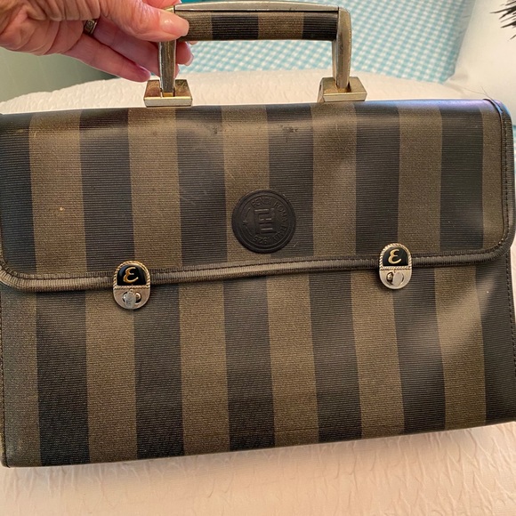 Fendi Handbags - Vintage Fendi Penguin Striped Briefcase Purse